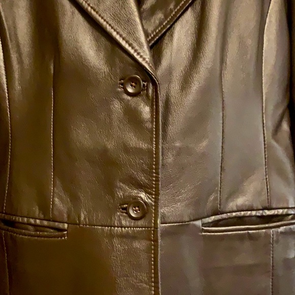 Vintage dark brown leather jacket - Picture 3 of 6